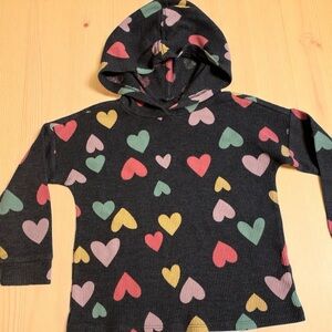 Garanimals Black Hoodie with Colorful Heart Pattern toddler girls 3T
